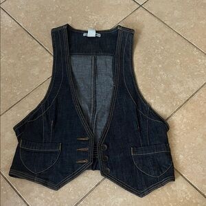 Denim Vest with Button Details